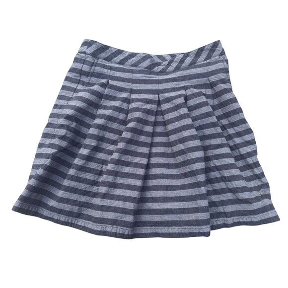 Gap Women's Striped Pleated Mini Skirt Blue Gray Size 0 Career Casual - Picture 1 of 5